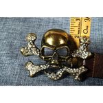 Nine West Skull Buckle Brown Leather Belt Woman's 39 in long Photo 2