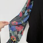 Chico's  Black Cotton Multicolor Floral Sheer Sleeves Long Sleeve Top Size 1 (S) Photo 8