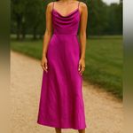 Runaway Magenta Pink Satin Draped Front Maxi Dress Size 8 Photo 7