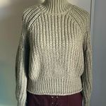 H&M New H & M Women’s Light Khaki Green Chunky Cable Knit Mock Turtleneck Sweater Photo 8
