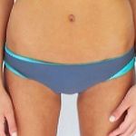 NEW NWT COY COY SWIMWEAR Chelsea Gray Turquoise Blue Low Rise Swim BOTTOM Small Photo 1