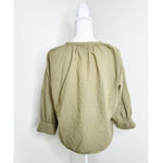 Esby Apparel Lauren 100% Cotton Green Button Down Balloon Sleeve Flowy Top Small Photo 3