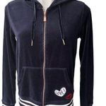 Betsey Johnson Performance Velour Love Zip Up Hoodie, Navy Photo 0