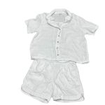 Old Navy Women’s White Gauze Matching Set M Sheer Slub Knit Button Top & Shorts Photo 1