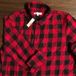 Madewell  Front Tie Red Black Buffalo Plaid Flannel Shirt Size Medium NWT Photo 7