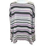 Talbots T by  Purple Gray Stripe Long Sleeve Sweatshirt XL 100% Cotton Athleisure Photo 1