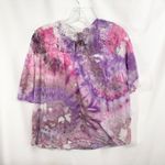 Old Navy  Large Top‎ Handmade Tie Dye Crochet Lace Pink Purple Short Sleeve 1644 Photo 1