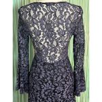 Venus  Navy Blue Floral Lace Long Sleeve Dress, Front Zip, Wedding, Cocktail, 2 Photo 5