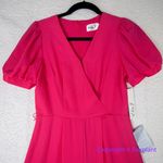Eliza J New!‎  Short Sleeve V Neck CropJumpsuit Size 2 in Hot Pink Photo 2