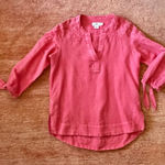 Vineyard Vines  Pink Embroidered Linen Blend Tie Sleeve Blouse Size XS Photo 0