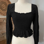 BP  Black Smocked Blouse Photo 0
