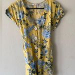 Mango yellow blue floral short sleeve romper Photo 2