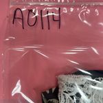 Desigual  navy blue and cream short sleeve top, lace detail on lower portion. SzS Photo 3