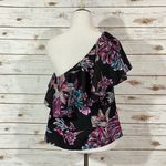 Amanda Uprichard  Floral One Shoulder Top - Black Multi - P(XS) Photo 13