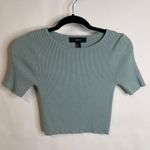 Forever 21 Pale Sage Green Cropped Ribbed Short Sleeve Sweater Sz Small Photo 4