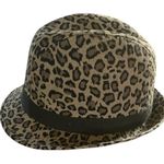 Nicole Marciano leopard print fedora hat lined 100% cotton indie boho Brown Photo 0