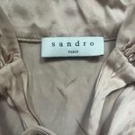 Sandro  Paris Beige Cream Tie Neck Sleeveless 100% Silk Blouse Size 3 L Career Photo 2