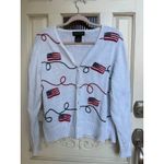 All Points Vintage White American Flag Embroidered Cardigan Sweater Size Large Photo 4