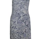 Athleta Santorini High Neck Dress Womens Size Small Sleeveless Blue Palm… Photo 0