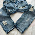 One Teaspoon  Light Wash Distressed Straight Leg Ankle Cotton Jeans Size … Photo 9