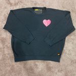 Aviator Nation  Charcoal Grey Glitter Heart Set Crewneck Sweatshirt Sweatpants Photo 2