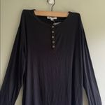 Peace Love World Black Long Sleeve Henley Shirt Photo 5