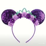 Adorable purple reef flower green crown Ears headband Photo 0