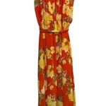 Cato Orange Tropical Sleeveless Mock Neck Tie Front Maxi Dress Photo 2