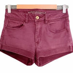 American Eagle Shorts Hi-Rise Shortie Burgundy Brushed Twill Women’s Size 4 Photo 0