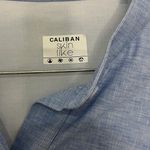 Caliban Skin Like Quarter Button Down Long Sleeve Blouse Top Sz 42 US 4/6 Blue Photo 3