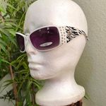 Y2K Gothic Whimsygoth Baddie Cyber Vixen Trendy Streetwear Black White cross sunglasses rhinestone silver bedazzled studs Grunge Gorpcore Mcbling Photo 3