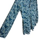 Roberta Freymann  Women’s Sz XS Floral Tunic Top Long Sleeve Blue Cotton Photo 5