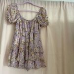 Floral Puff Sleeve Jumpsuit Purple Size M Photo 2