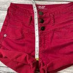 No Boundaries NoBo Mid Rise Skinny Cutoff Cut Off Cuffed Jean Shorts Deep Dark Red 1 Buttons Photo 7