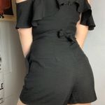 Francesca's Black Ruffle Cold Shoulder Romper Photo 3