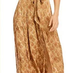 Paige  Alayna Snakeskin Print Belted Midi Dress Bronze Size L Button Front EUC Photo 0