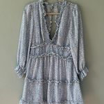 Amazon Spring Summer Deep V Neck Long Sleeve Ruffle Layer A-Line Swing Mini Dress Photo 1