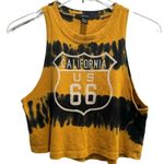 Forever 21 US 66 Graphic Tie Dye Crop muscle tee Small Black Yellow Photo 6