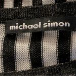 Michael Simon Black White Striped Metallic Sweater Bead Necklace Women’s Medium Photo 10