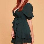 Trixxi  Dress Women Medium Green Pine Short Sleeve Belt Preppy Fairycore Festival Photo 8