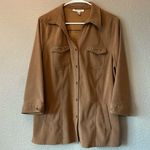 JM Collection Collared V-Neck Shirt/Jacket From  - Tan Photo 1