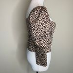ZARA Cheetah Leopard Print Cropped Puff Sleeve Blouse Sz Medium Photo 3