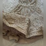 B Darlin  Size 1/2 Gold/ Tan sequin Halter Neck Dress Photo 3