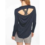 Athleta Breezy Navy Blue Cutout Back Long Sleeve Top Photo 1