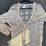 None Vintage Elegant Crochet Lace Top sweater cardigan  - Cream Photo 6