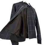 ALBION FIT Albion Windowpane Print Bomber Jacket Black Lightweight Full Zip Front Size Med Photo 8