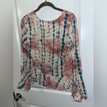 Given Kale Rustic Western Cowgirl Tie Front CropTop Plunging Neckline Peplum SzS Pink Photo 9