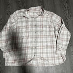Soft Plaid Flannel Button Up Shirt Womens Long Sleeve Casual Comfort Fall Large White Photo 0