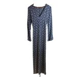 Lulus  Mandala Daydream‎ Medium Blue White Print Long Sleeve Maxi Dress Boho NWT Photo 1