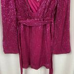 Hello Molly Pink Sequin Static Memory Faux Wrap Mini Dress Sz.M/US 6 Photo 11